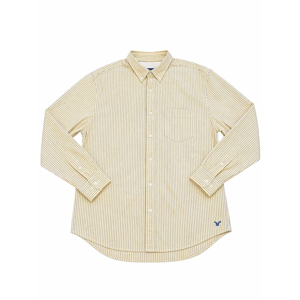 American Eagle Button Down Shirt XXL Yellow Blue‎ Stripe Athletic Fit AS IS